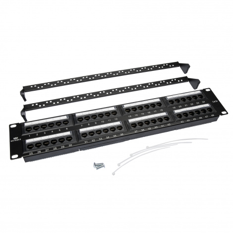 Панель коммутационная кат.5е, UTP, 19", 2U, 48хRJ45, 568A/В, черный с организатором