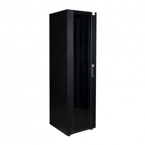 Шкаф напольный, телекоммуникационный 19", 22U 600х600, передняя дверь стекло, задняя стенка сплошная, металл, серый