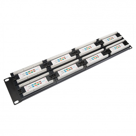 Панель коммутационная кат.5е, UTP, 19", 2U, 48хRJ45, 568A/В, черный с организатором
