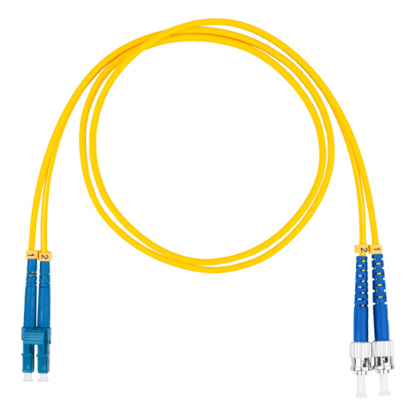Шнур оптический коммутационный (патч-корд), LC-ST, дуплекс (duplex), OS2, нг(А)-HF, желтый, 0,5 м