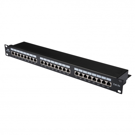 Панель коммутационная кат.5е, STP, 19", 1U, 24хRJ45, 568A/В, черный