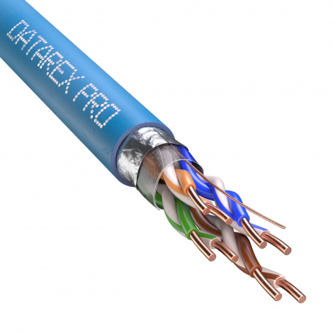 Кабель DATAREX PRO кат.5е, 4 пары F/UTP, жила 0,52, нг(А)-HF, синий, катушка 305м.