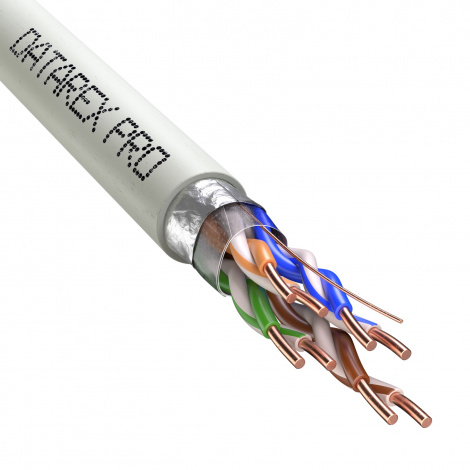 Кабель DATAREX PRO кат.5е, 4 пары F/UTP, жила 0,52, нг(А)-HF, белый, катушка 305м.