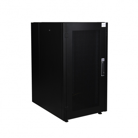 Шкаф напольный, телекоммуникационный 19", 22U 600х800, передняя дверь перфорация, задняя стенка перфорированная, черный