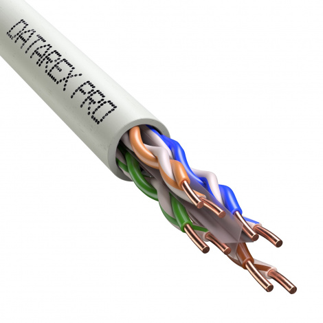 Кабель DATAREX PRO кат.6, 4 пары U/UTP, жила 0,58, нг(А)-LSLTx, белый, коробка 305 м