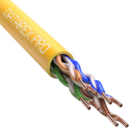 Кабель DATAREX PRO кат.5е, 4 пары U/UTP, жила 0,52, нг(А)-HF, желтый, коробка 305 м