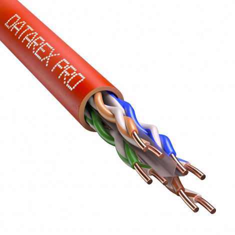 Кабель DATAREX PRO кат.6, 4 пары U/UTP, жила 0,58, нг(А)-LSLTx, красный, коробка 305м