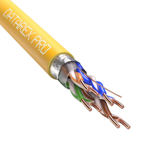 Кабель DATAREX PRO кат.5е, 4 пары F/UTP, жила 0,52, нг(А)-LSLTx, желтый, катушка 305 м
