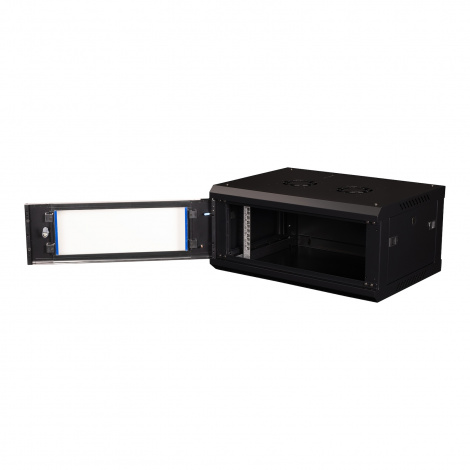 Шкаф 19" телекоммуникационный настенный, 4U 280x600х450 мм, дверь стекло, черный