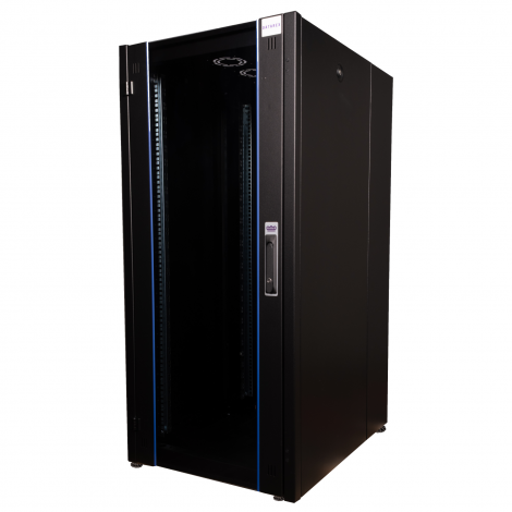 Шкаф напольный, телекоммуникационный 19", 42U 600х1000, передняя дверь стекло, задняя стенка сплошная, металл, черный