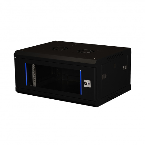 Шкаф 19" телекоммуникационный настенный, 4U 280x600х450 мм, дверь стекло, черный