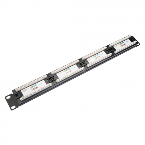 Коммутационная панель кат.6, UTP, 19", 1U, 24хRJ45, 568A/В, черный