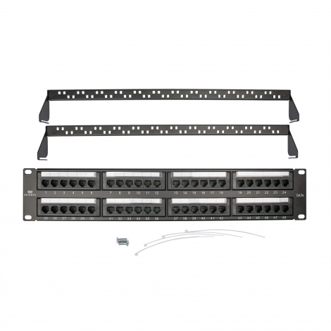 Коммутационная панель кат.5е, UTP, 19", 2U, 48хRJ45, 568A/В, черный с организат.