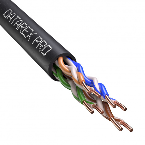 Кабель DATAREX PRO кат.5е, 4 пары U/UTP, жила 0,52, нг(А)-LSLTx,черный, коробка 305 м
