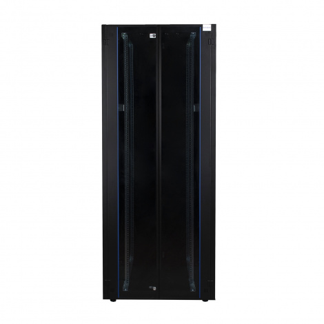 Шкаф напольный, телекоммуникационный 19", 42U 800х800, двойная передняя дверь стекло, двойная задняя металлическая дверь, черный